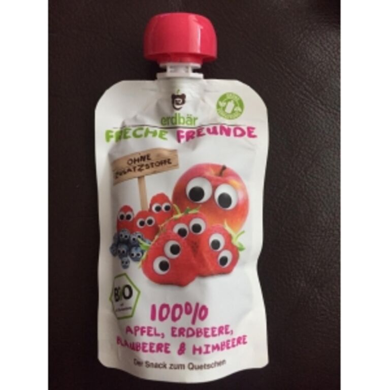 erdbär Freche Freunde 100% Apfel, Erdbeere, Blaubeere & Himbeere Bio