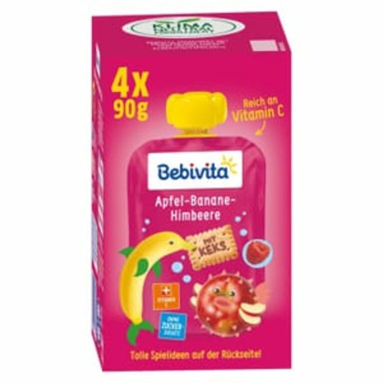 Bebivita Apfel-Banane-Himbeere mit Keks 4 x 90g