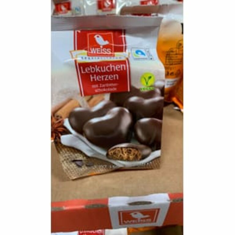 Weiss Lebkuchen Herzen Zartbitter gefüllt (vegan)