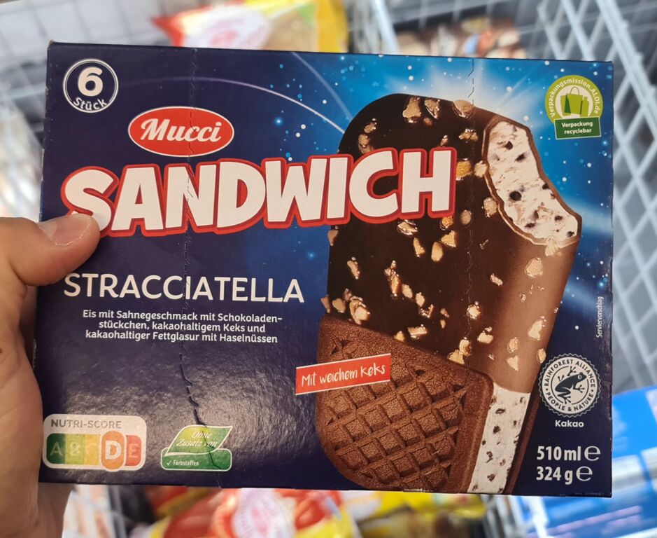 Mucci Sandwich Stracciatella 324 g (6 x 54 g)