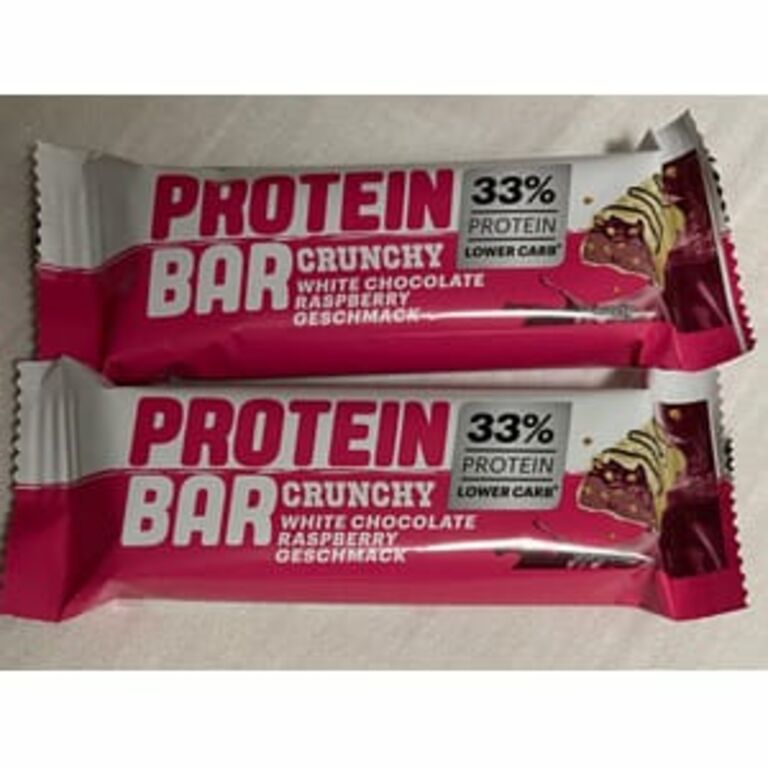 Lidl Protein Bar Riegel Crunchy White Chocolate Rasberry Geschmack 33% Protein