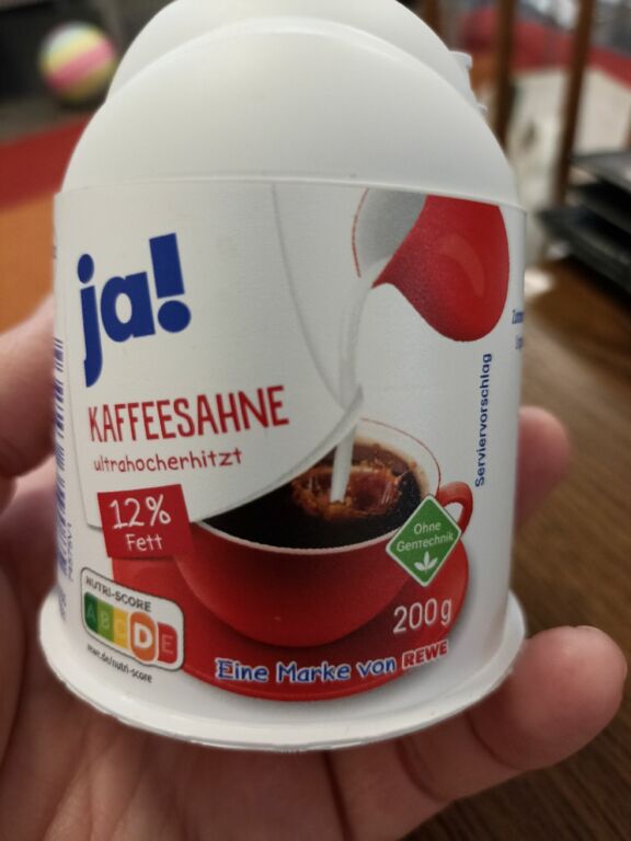 ja! KAFFEESAHNE ultrahocherhitz 12 % Fett 200 g