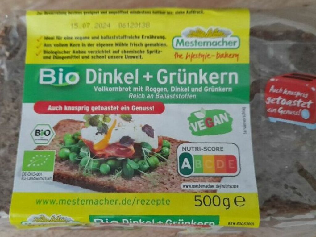 Mestemacher Bio Dinkel + Grünkern VEGAN 500 g