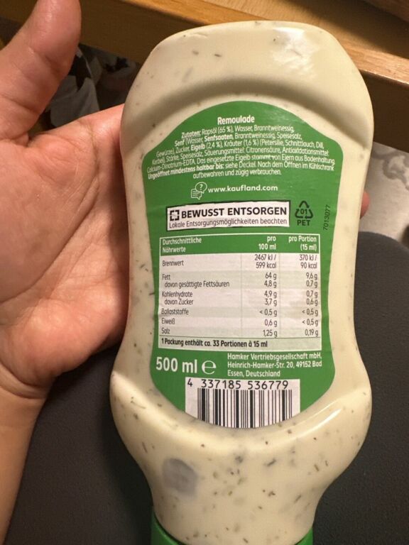 Würzige Remoulade mit 65% Rapsöl 500 ml